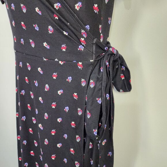 Ann Taylor Petite Wrap Dress Size 8P Floral Jersey Midi Short Sleeve V Neck NWT - Picture 6 of 11